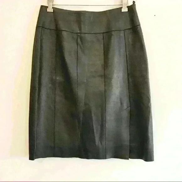 Carlisle Dresses & Skirts - Carlisle Vintage 100% Leather Black Pencil Skirt Front Slit